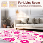 Playful Pink Floral Pattern Rug