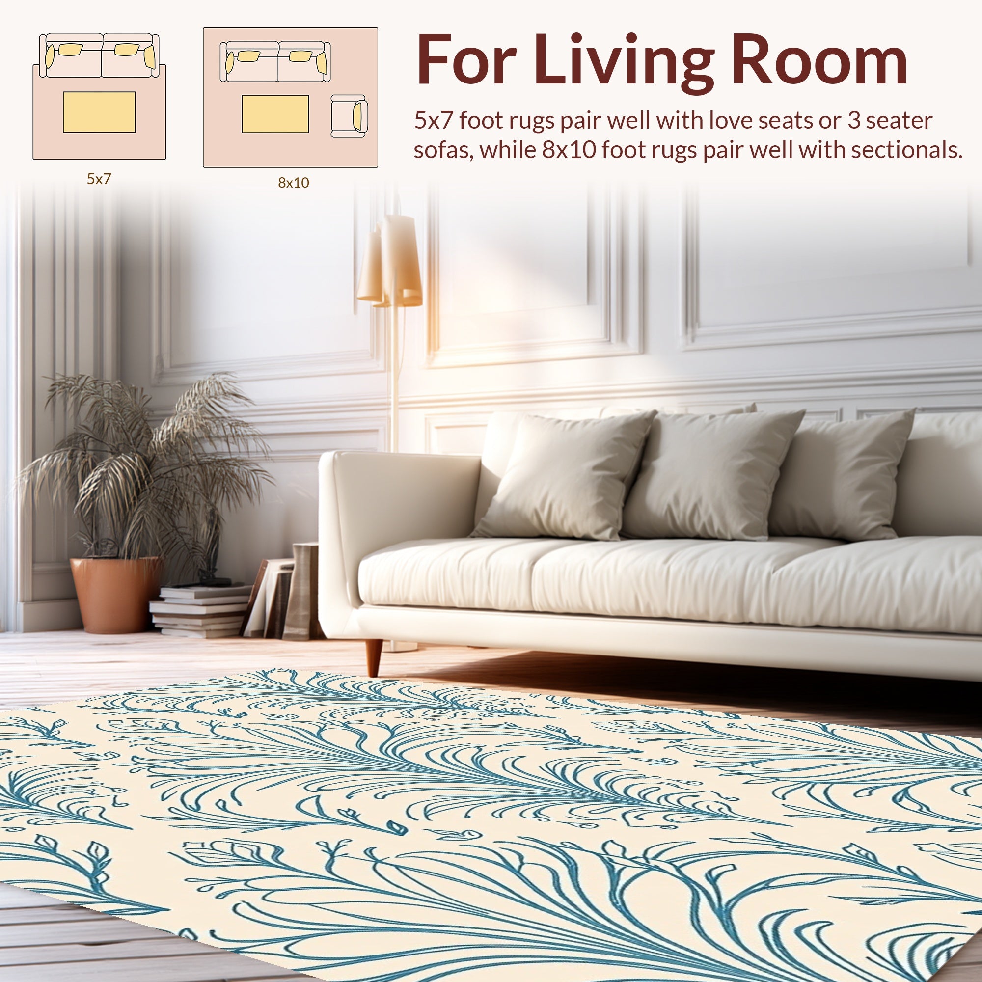 Art Nouveau Inspired Floral Design Rug