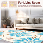 Bright Teal Floral Petal Pattern Rug