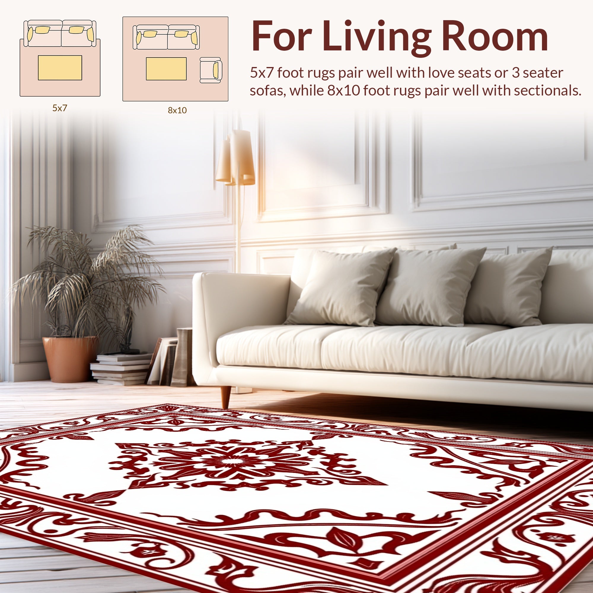 Ornate Red Floral Medallion Pattern Rug