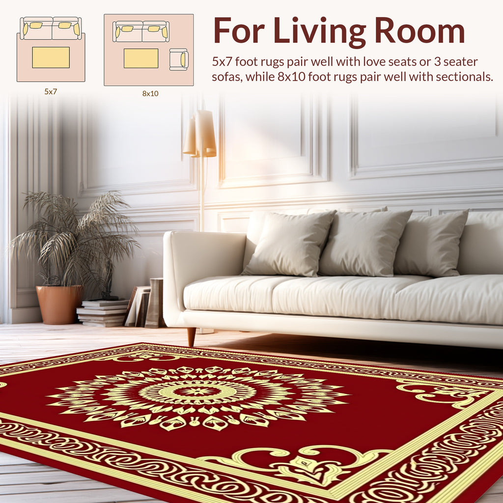 Ornate Mandala Floral Border Design Rug