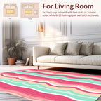 Pink Aqua Cream Wavy Stripes Rug