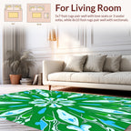 Green Blue Floral Mandala Pattern Rug