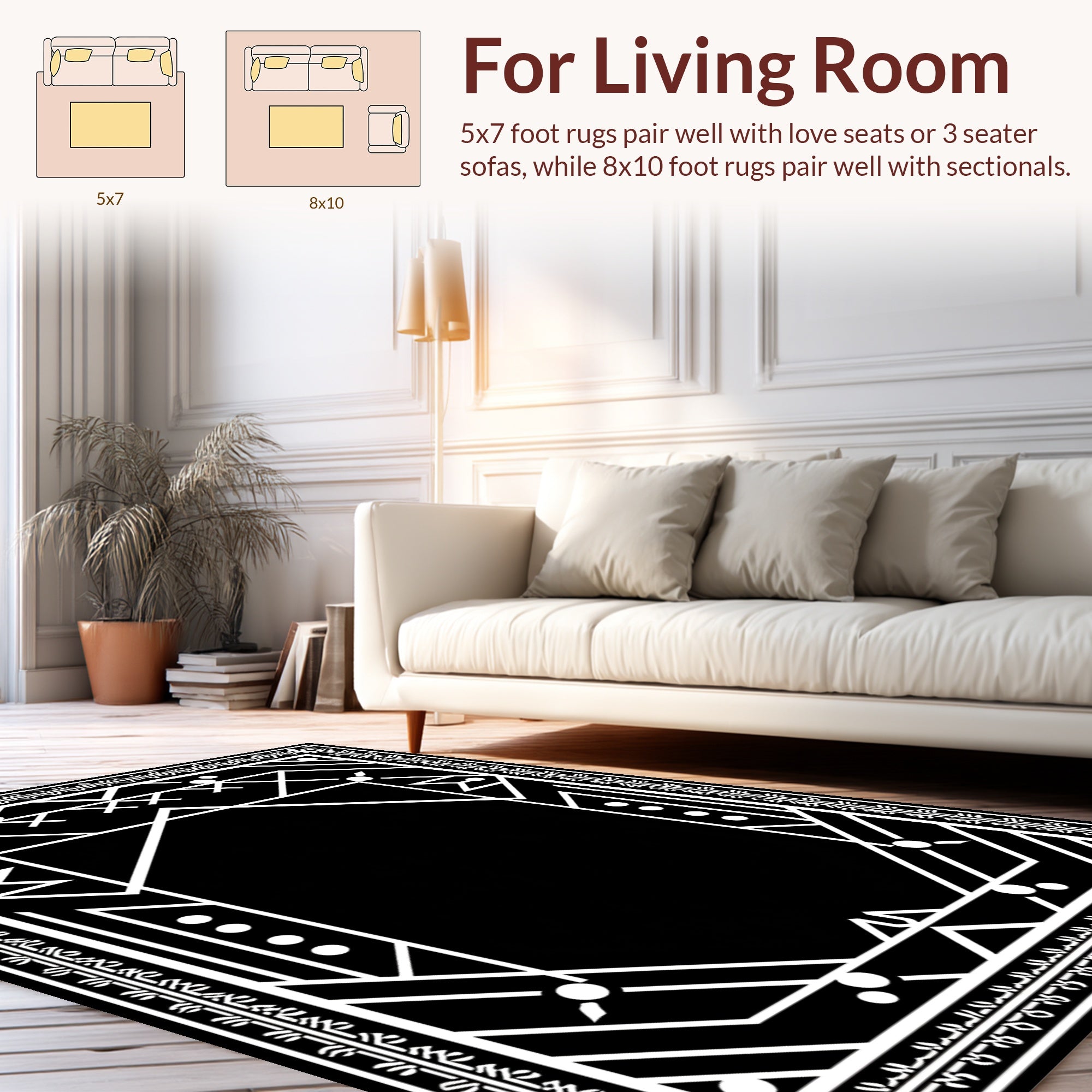 Geometric Deco White Border Style Rug