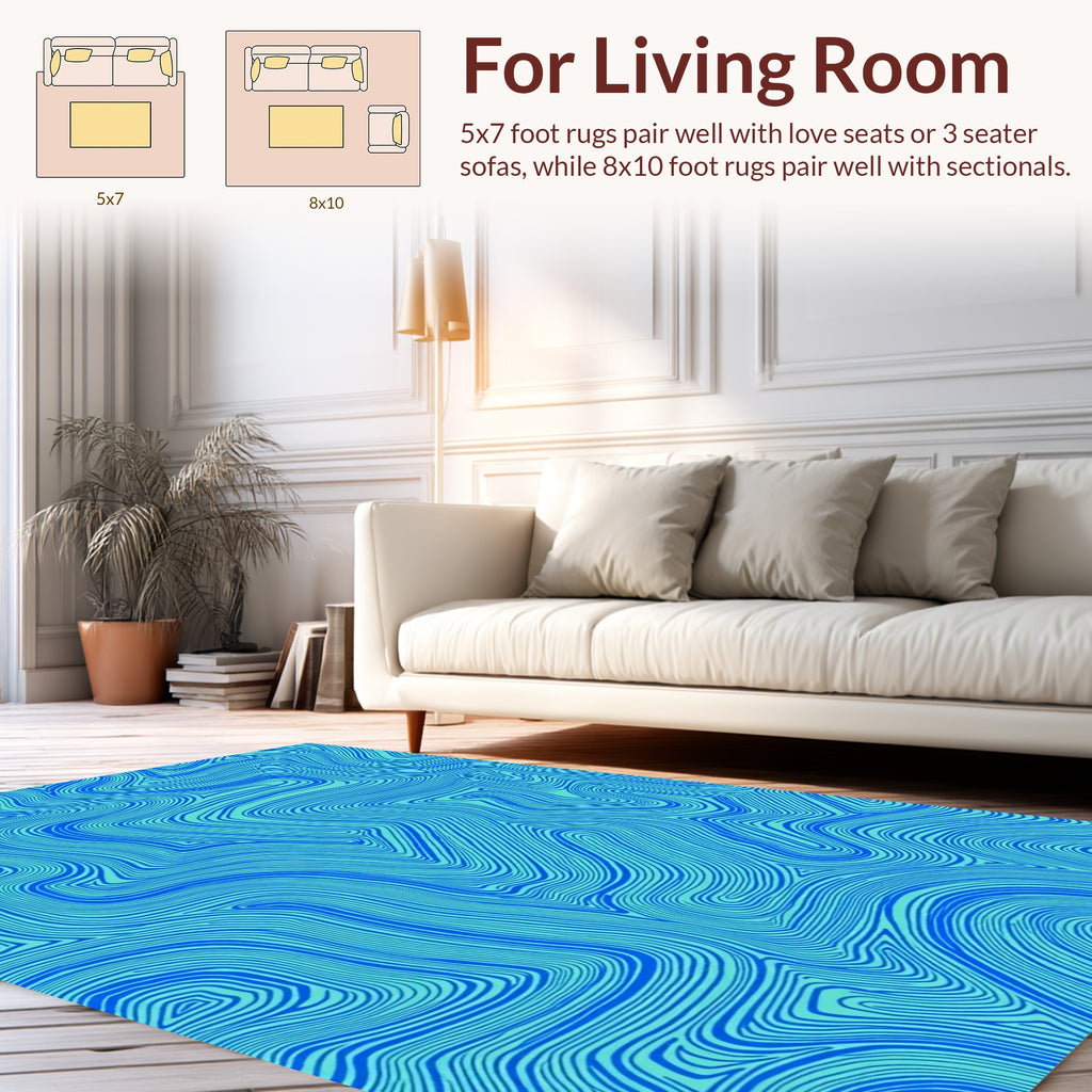 Blue Swirl Abstract Pattern Rug
