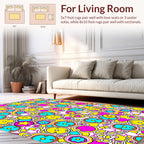 Vivid Circles and Stars Pattern Rug