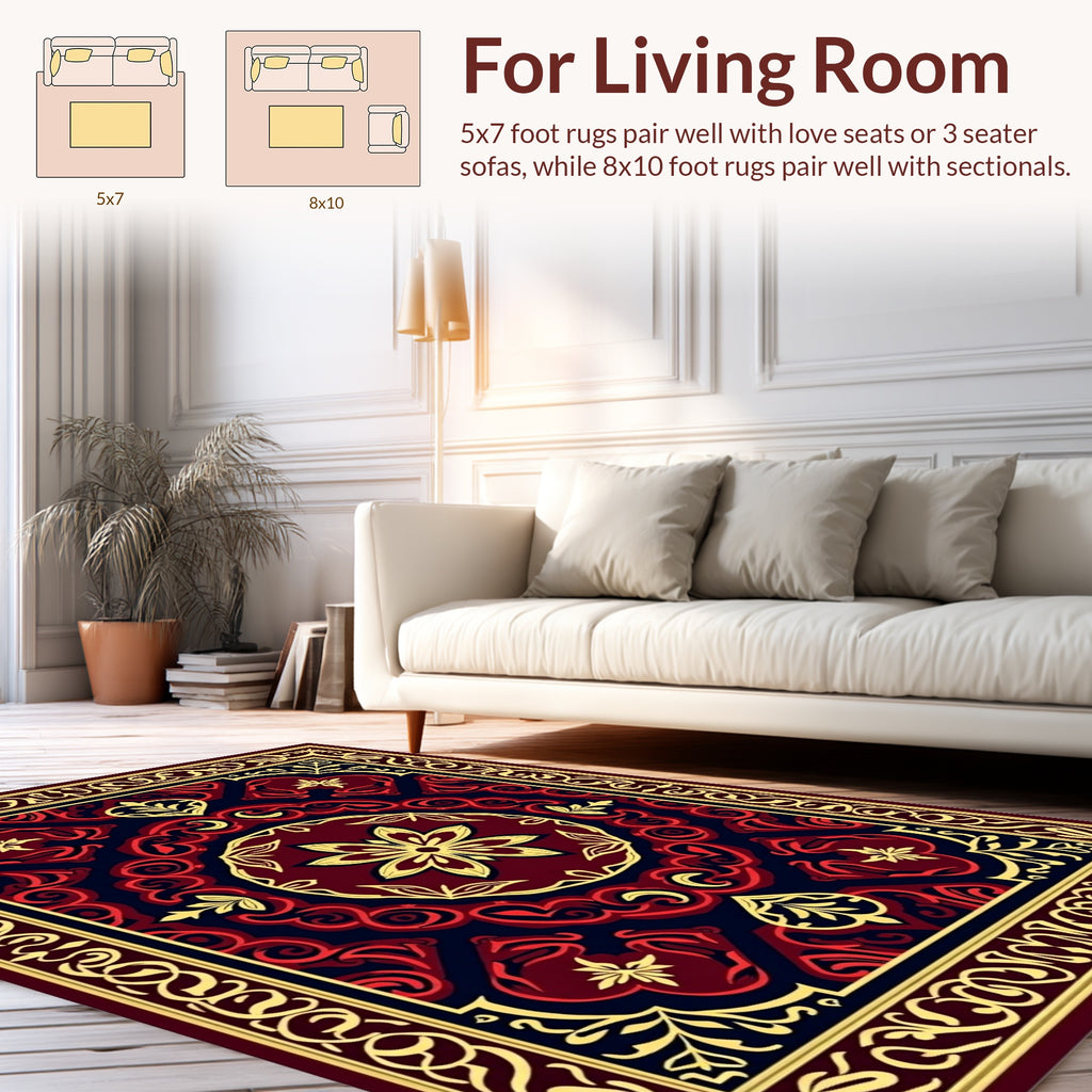 Intricate Red Floral Medallion Rug