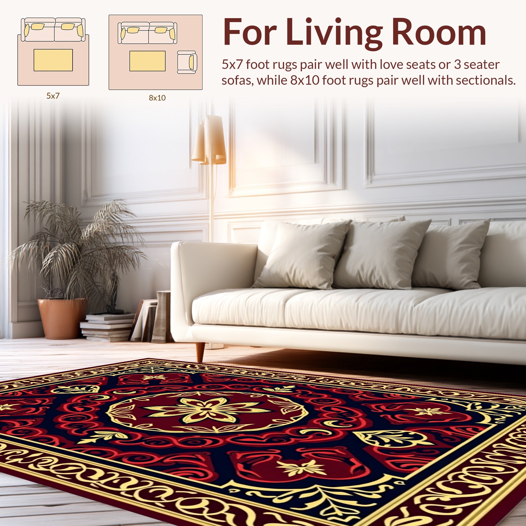 Intricate Red Floral Medallion Rug