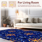 Abstract Blue Starburst Pattern Rug