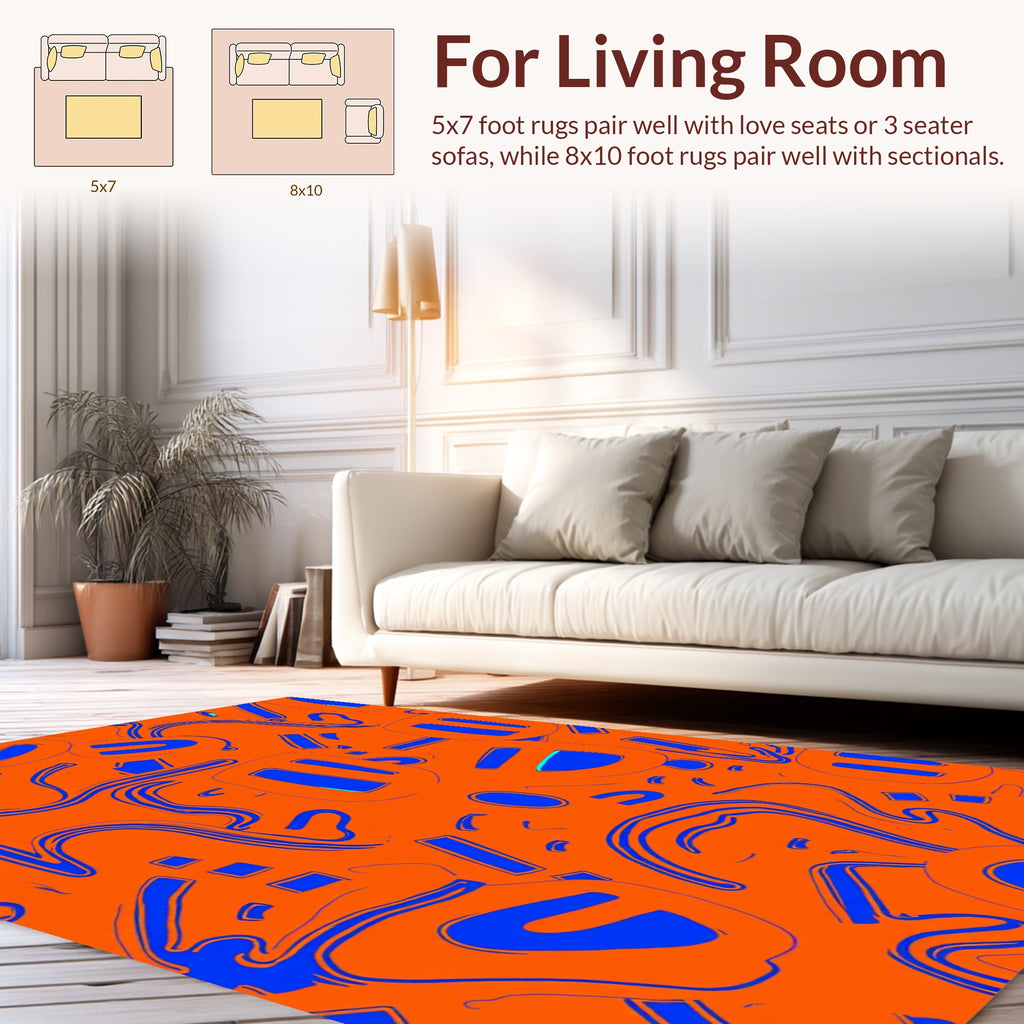 Abstract Blue Organic Forms Rug
