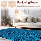 Abstract Blue Swirl Pattern Rug