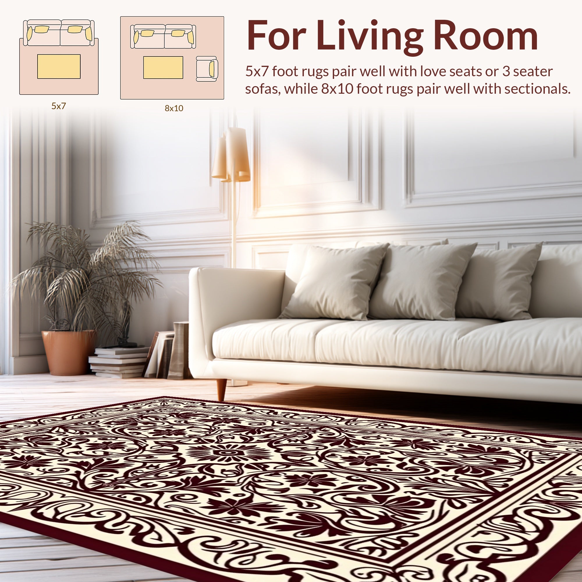 Ornate Floral Scrollwork Decorative Pattern Rug