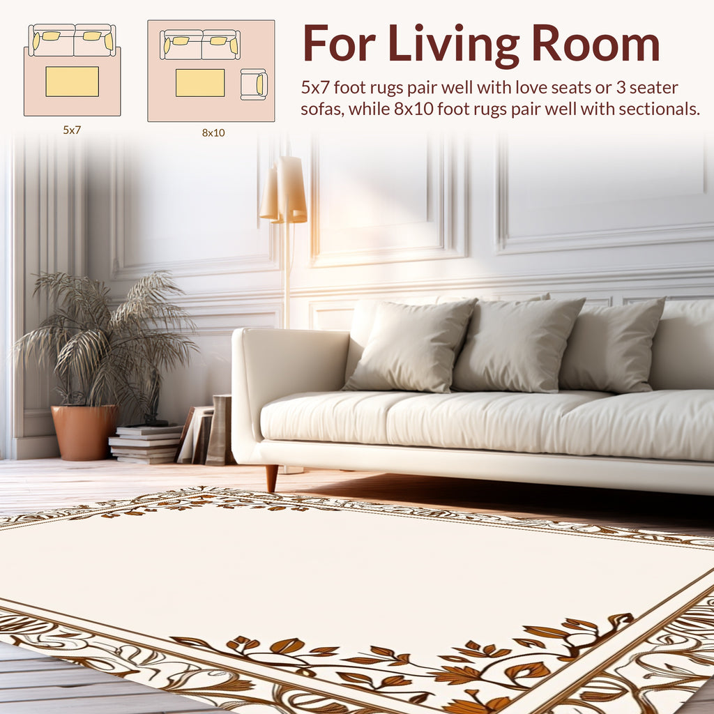 Elegant Floral Branch Scrollwork Design Rug