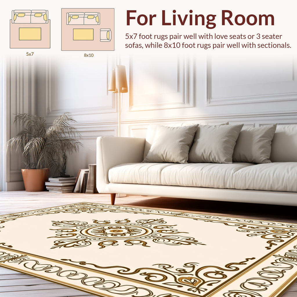 Ornate Border With Central Floral Medallion Rug