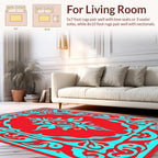 Ornate Red Cobalt Scrollwork Design Rug