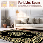Gold Ornate Scroll Medallion Rug