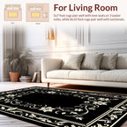 Ornate Floral Vine Border Design Rug