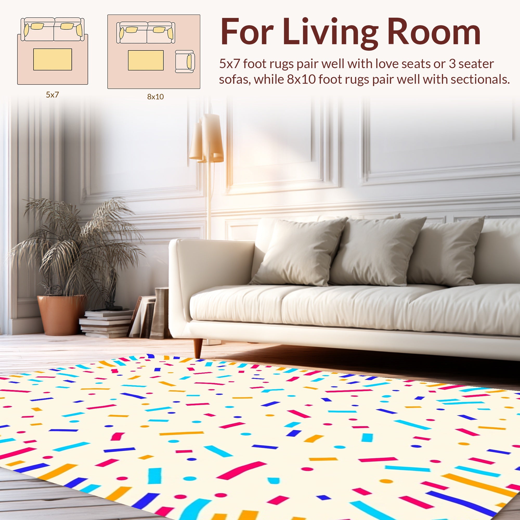 Confetti Scatter Colorful Pattern Rug
