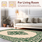 Vintage Green Floral Frame Rug