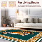 Majestic Tiger With Ornate Border Rug