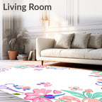 Whimsical Floral Vines Petals Design Rug