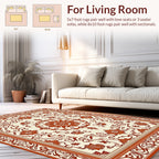 Ornate Floral Border Classic Design Rug