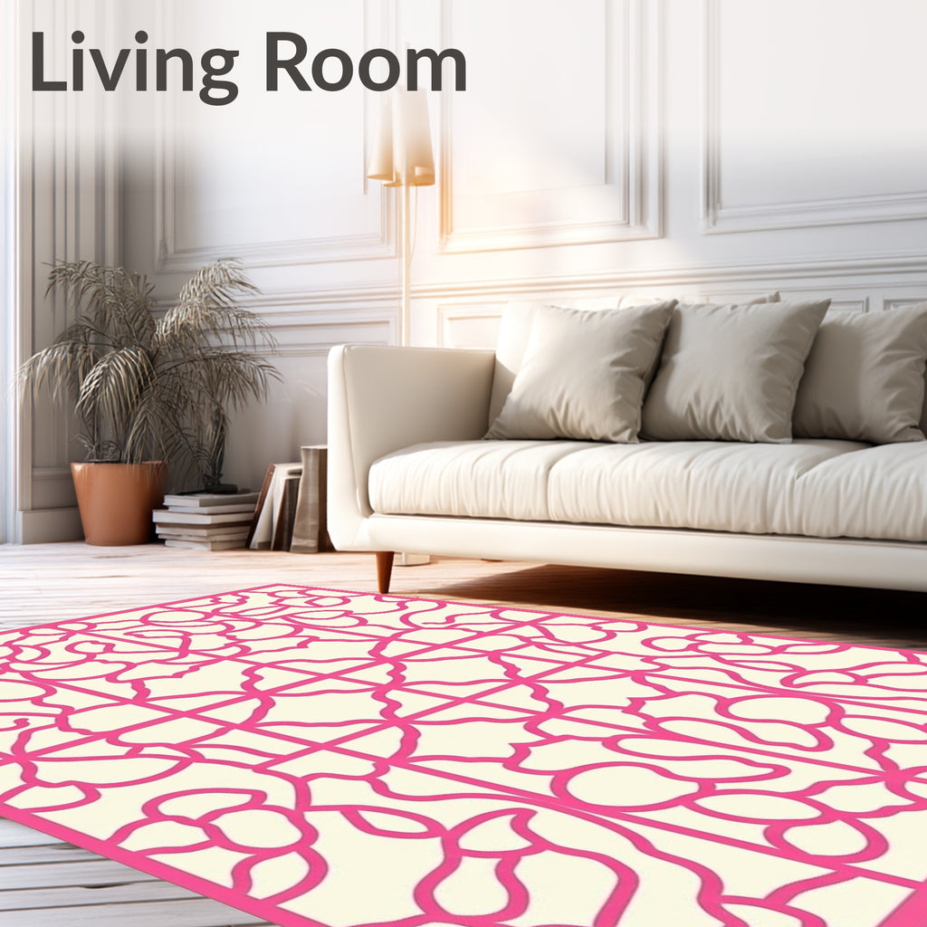 Coral Floral Lattice Openwork Rug