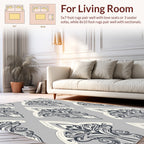 Elegant Grey White Damask Pattern Rug