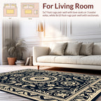 Elegant Dark Floral Scrollwork Rug