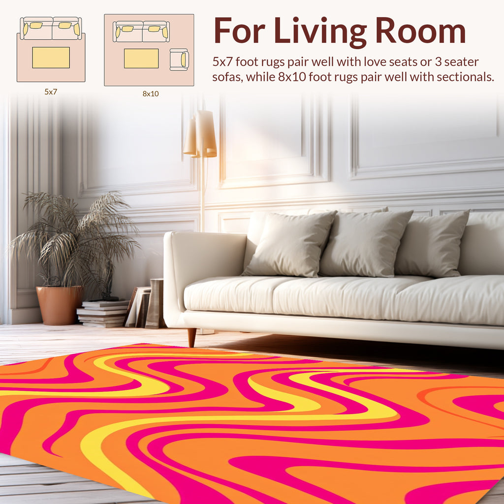 Bold Pink And Orange Waves Rug
