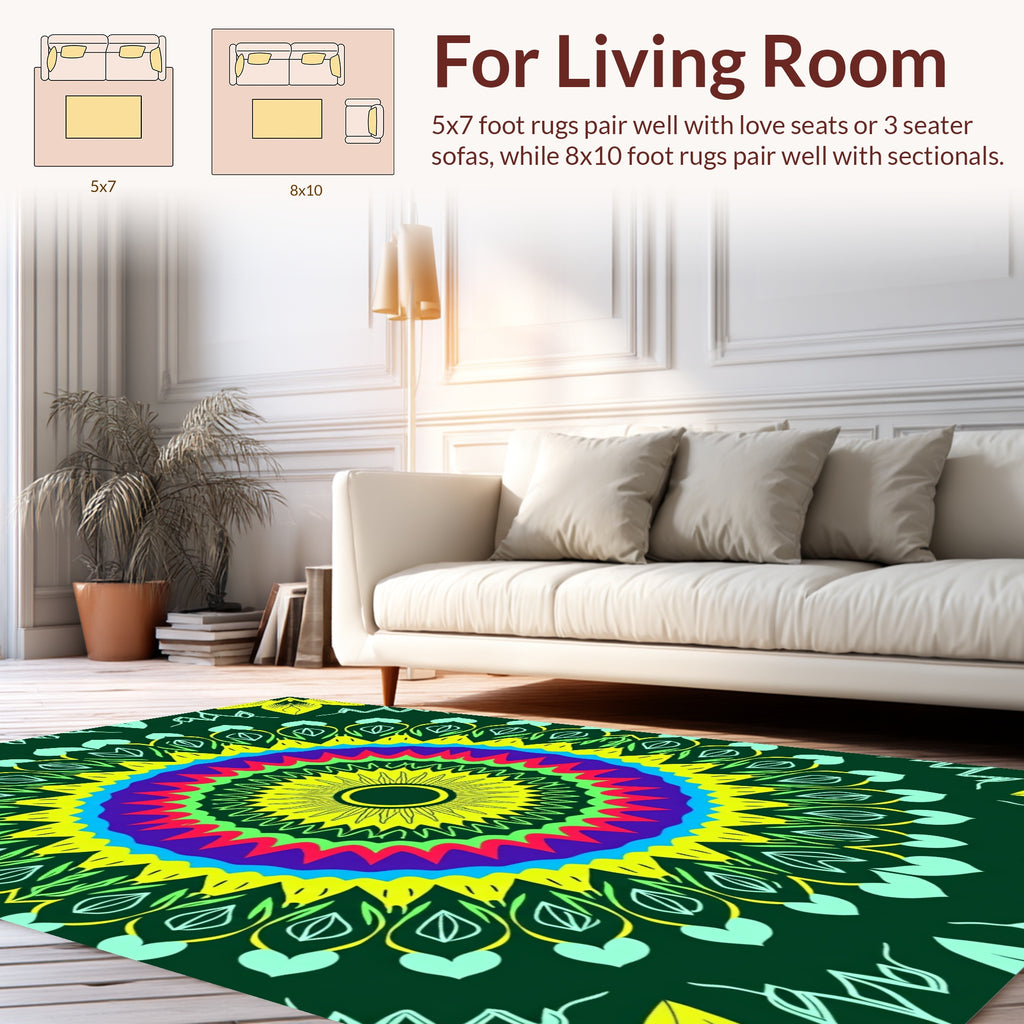 Vibrant Geometric Mandala Style Rug
