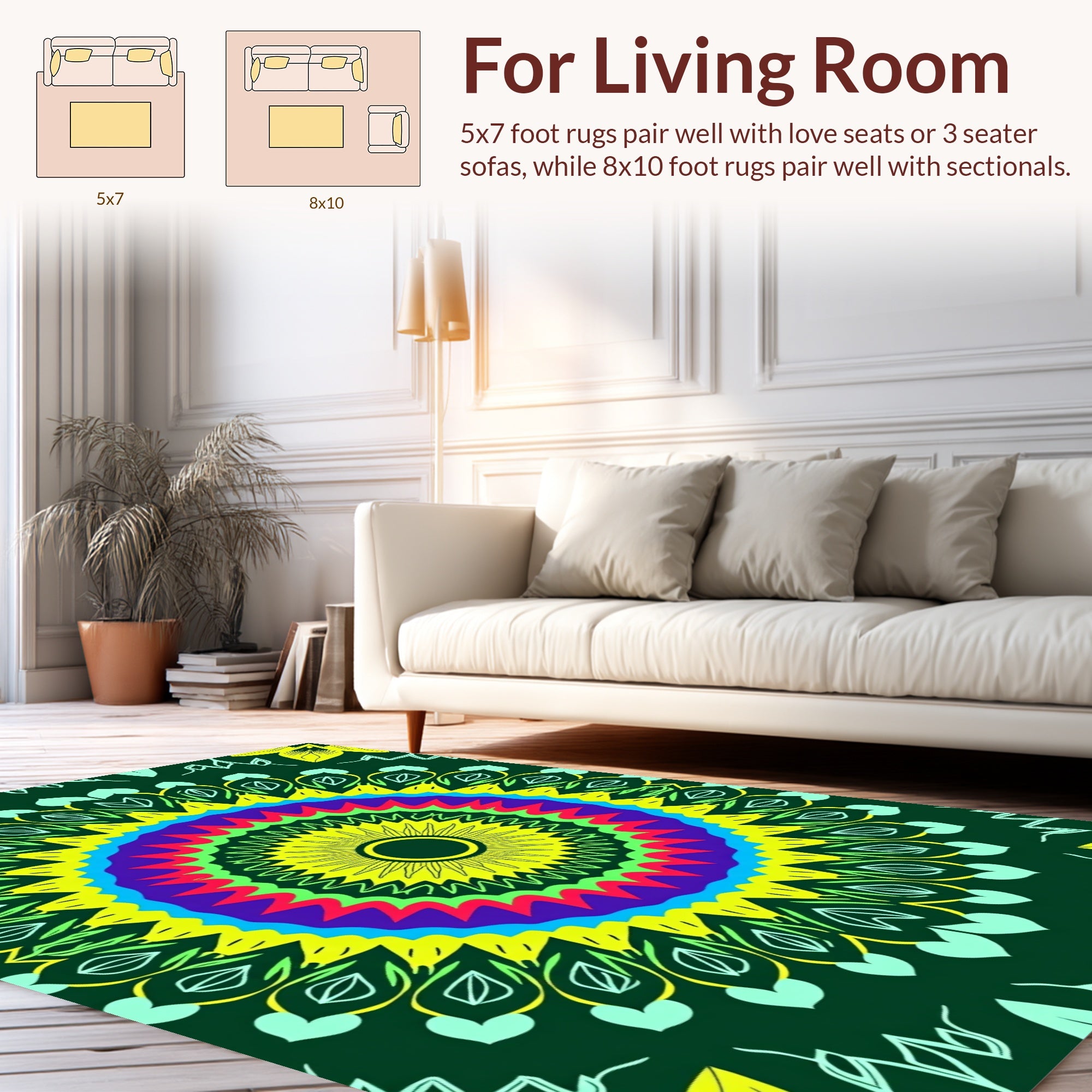 Vibrant Geometric Mandala Style Rug