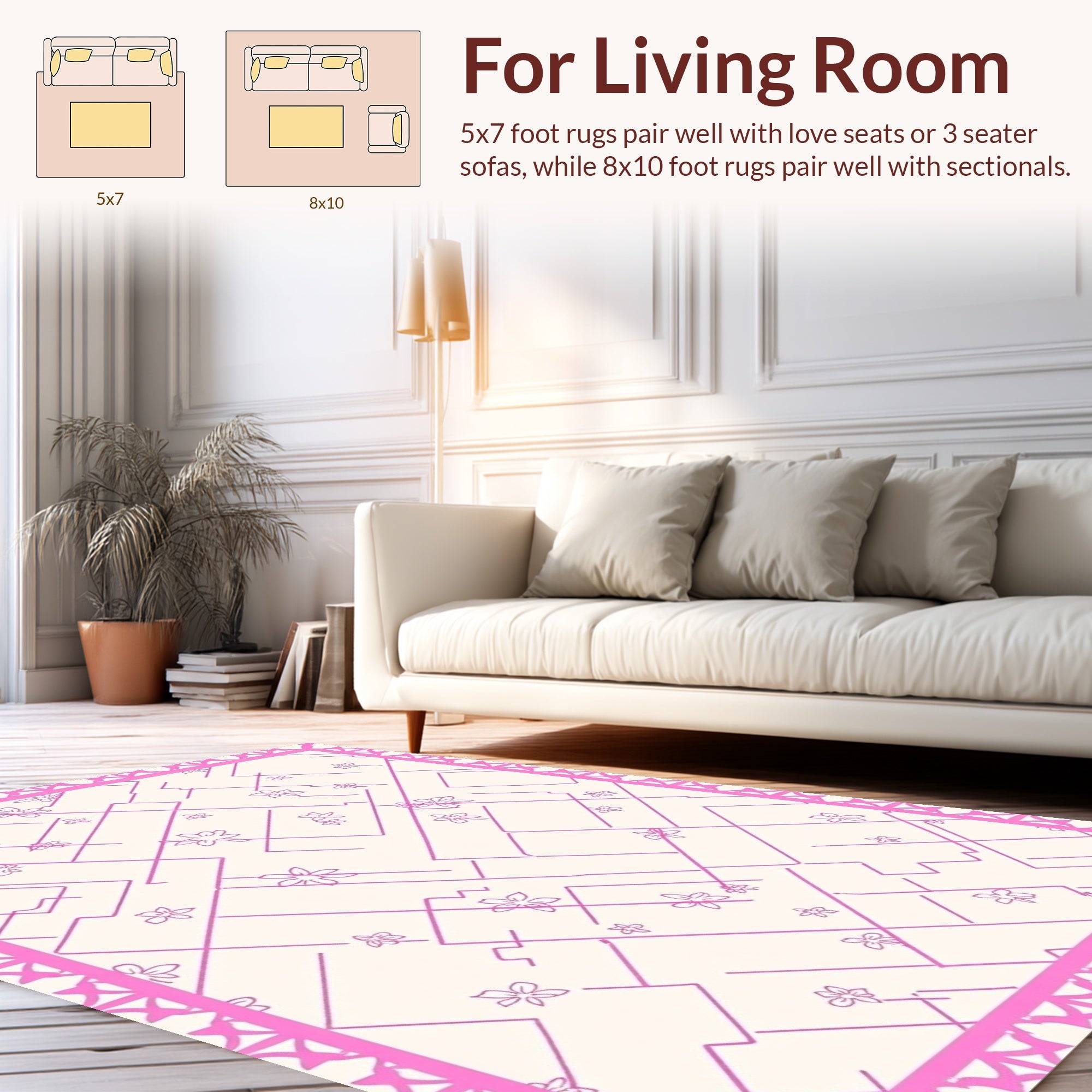 Pink Floral Geometric Delight Rug