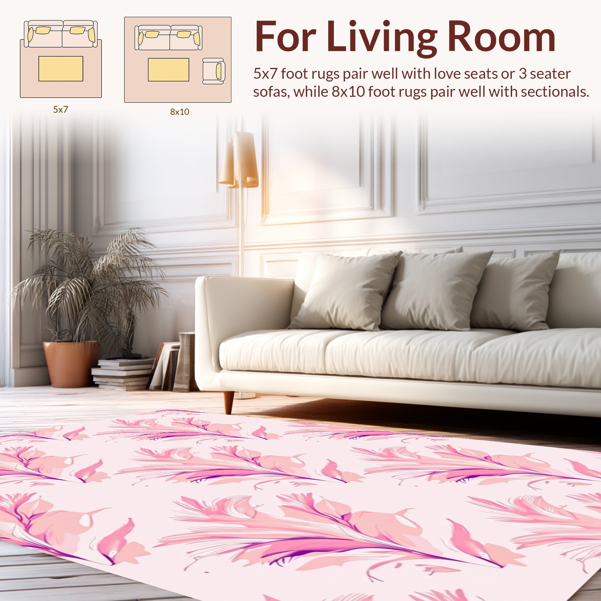 Abstract Pink Purple Floral Pattern Rug
