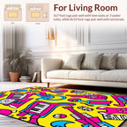 Vibrant Music Collage Pattern Rug