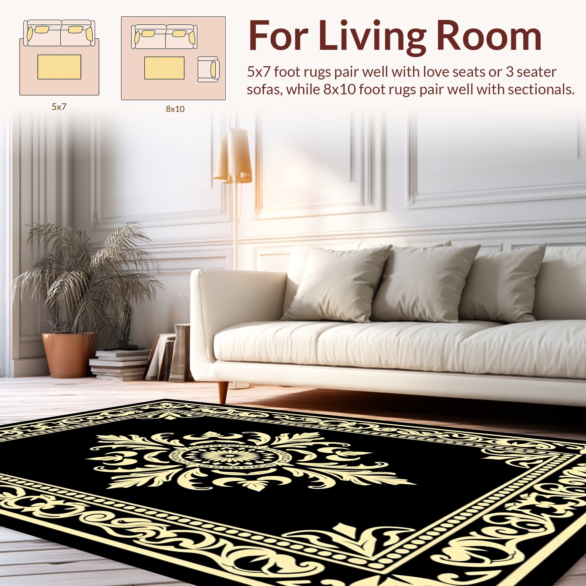 Classic Floral Border Symmetry Rug
