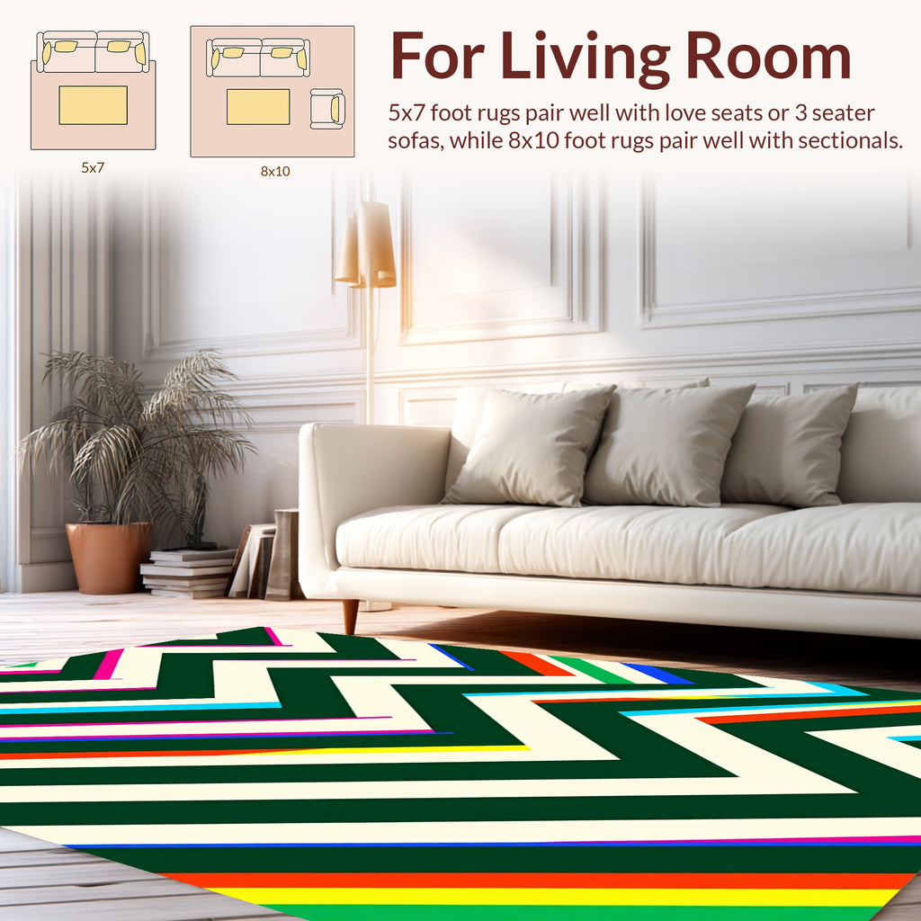 Bold Zigzag Stripe Geometric Design Rug