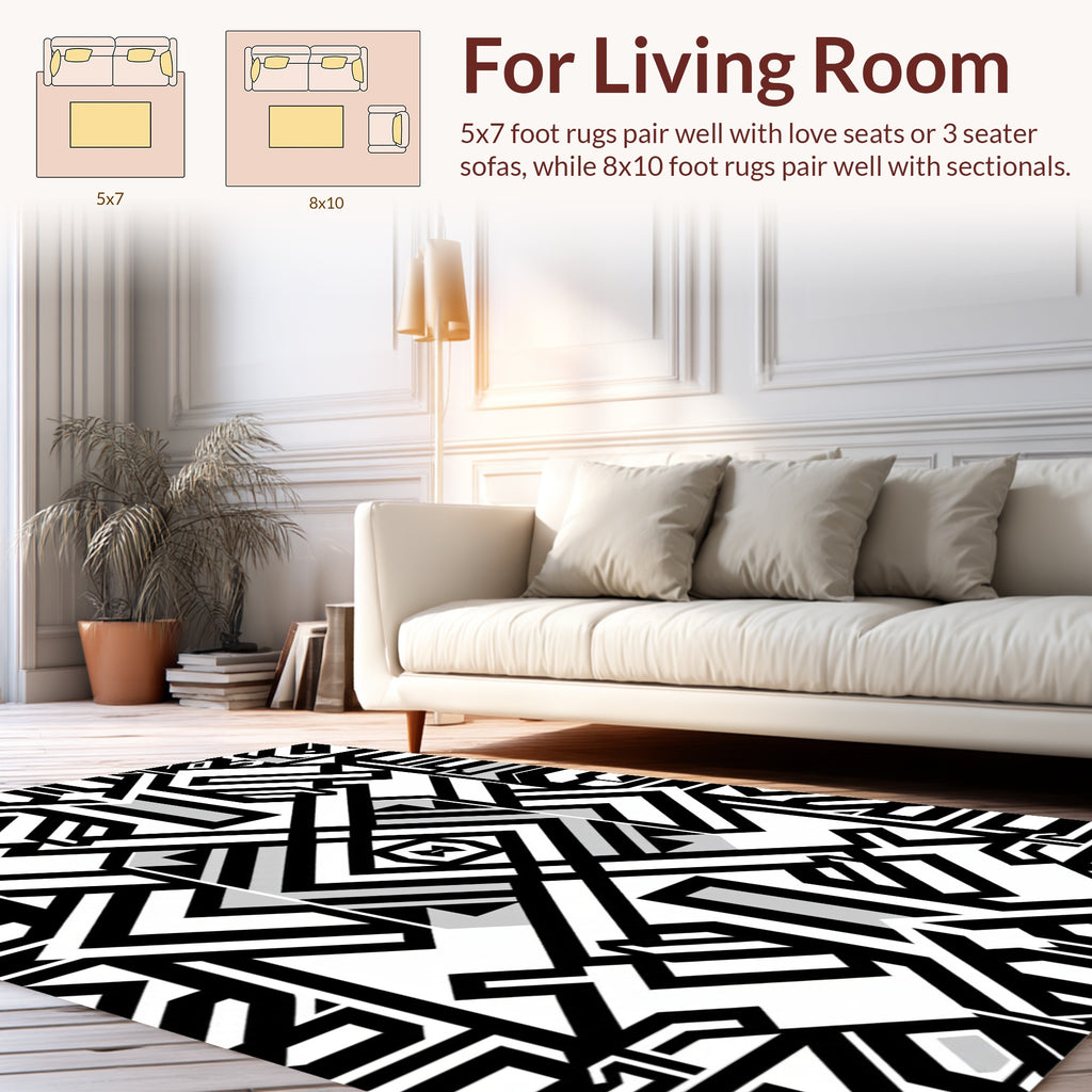 Monochromatic Abstract Geometric Pattern Rug