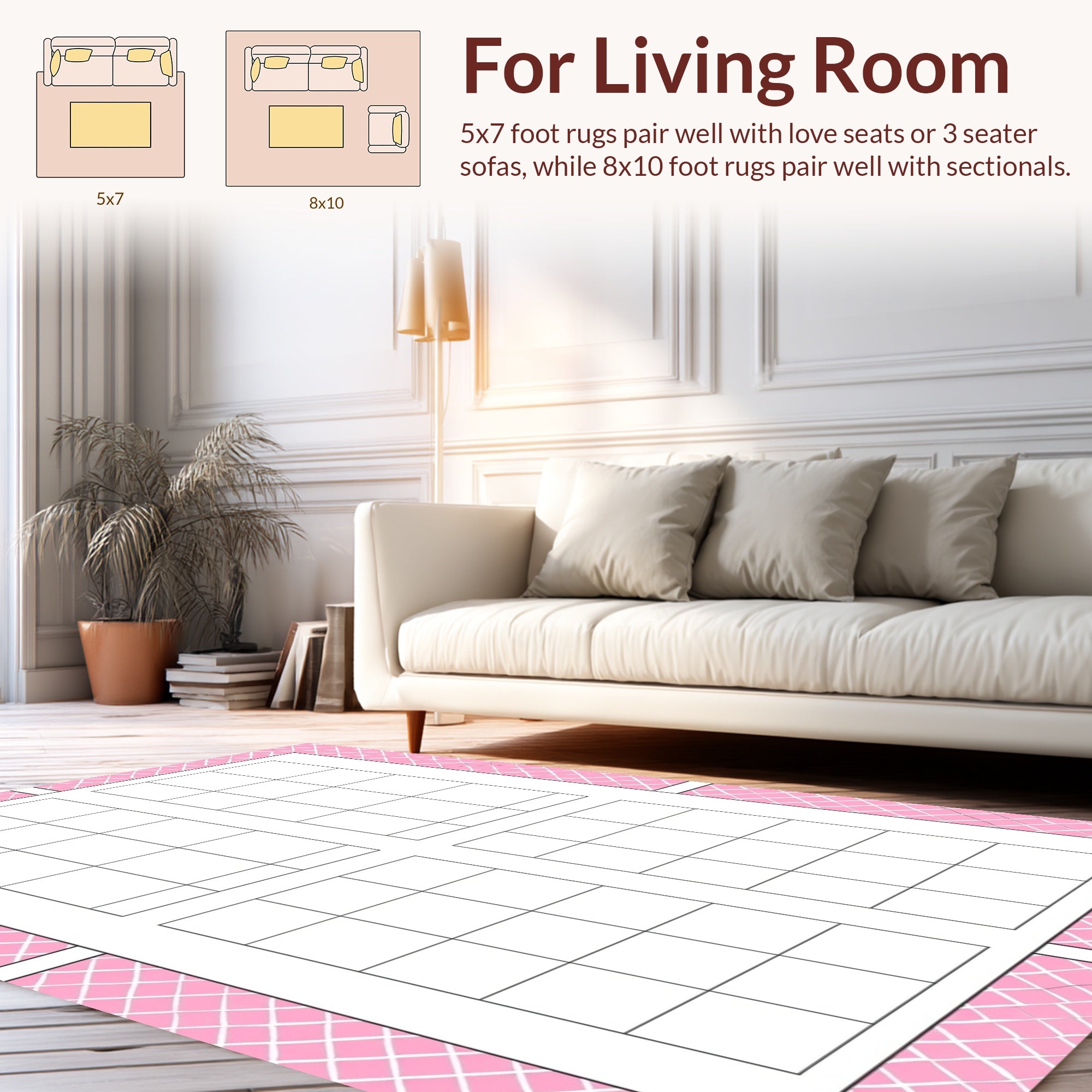 Pink Diamond Lattice Pattern Design Rug
