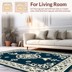 Ornate Floral Cream Teal Rug