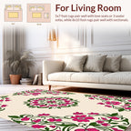 Floral Mandala Design with Green Vines Rug