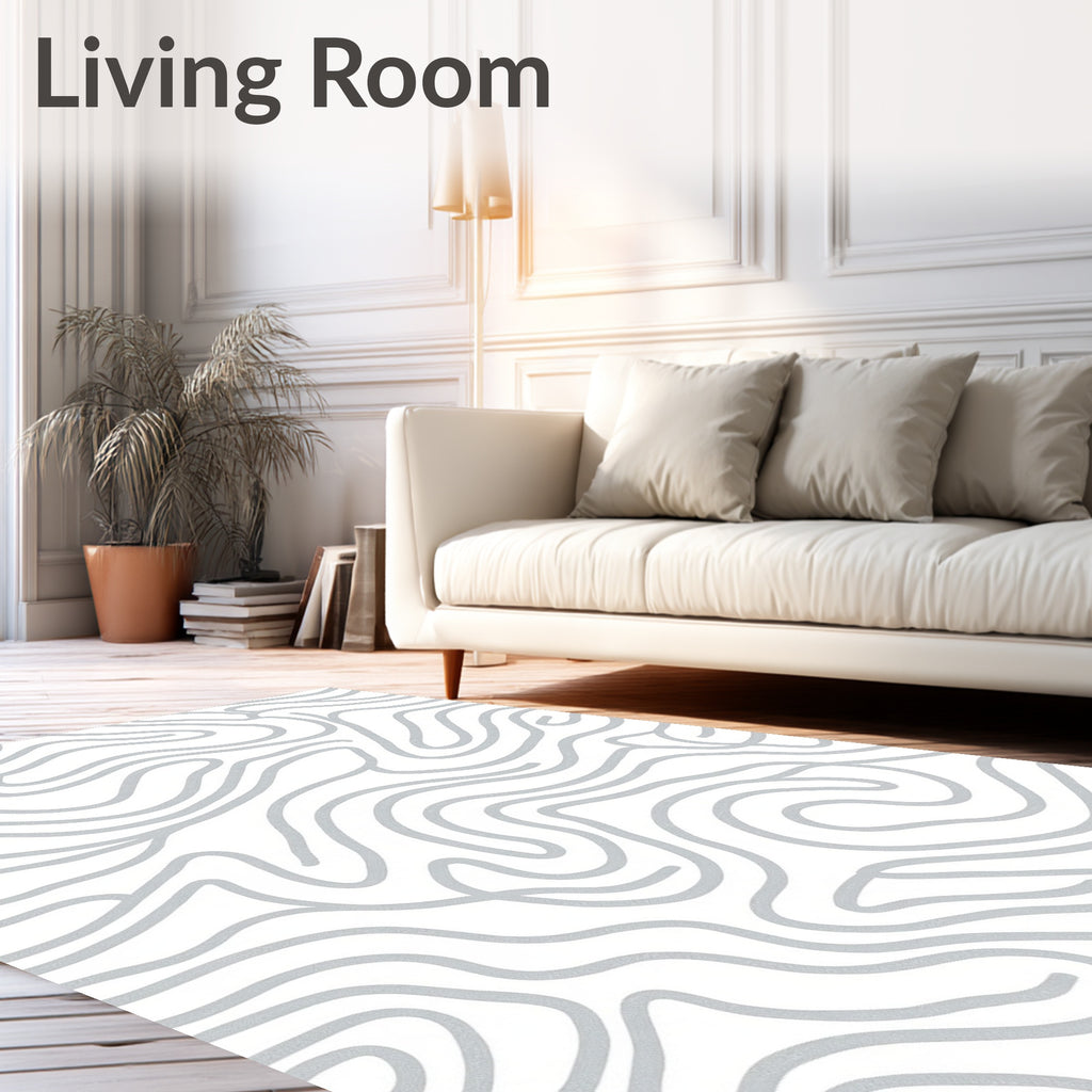 Light Gray Wavy Abstract Lines Rug