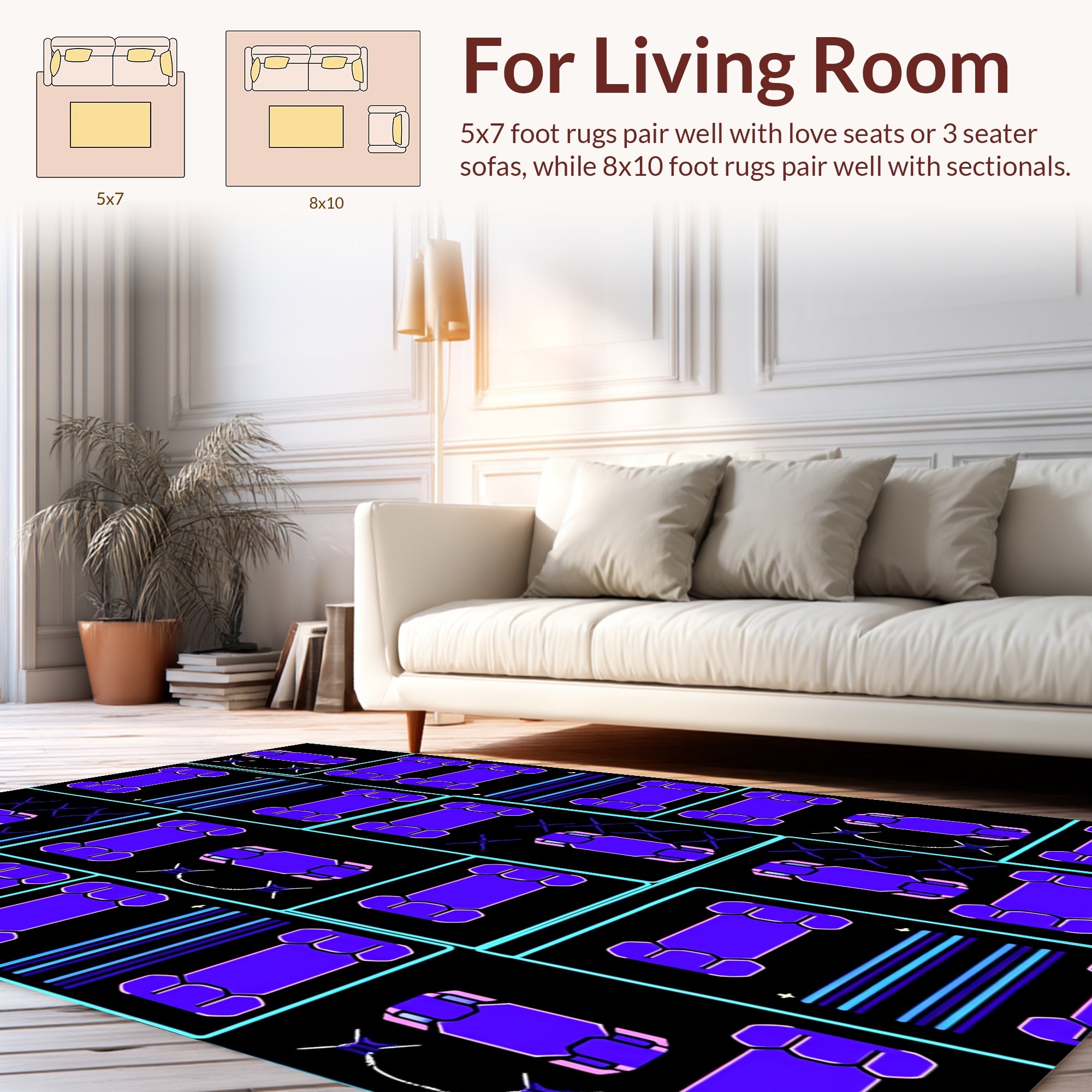 Geometric Blue Purple Abstract Art Rug
