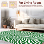 Green Bold Abstract Zebra Stripe Design Rug