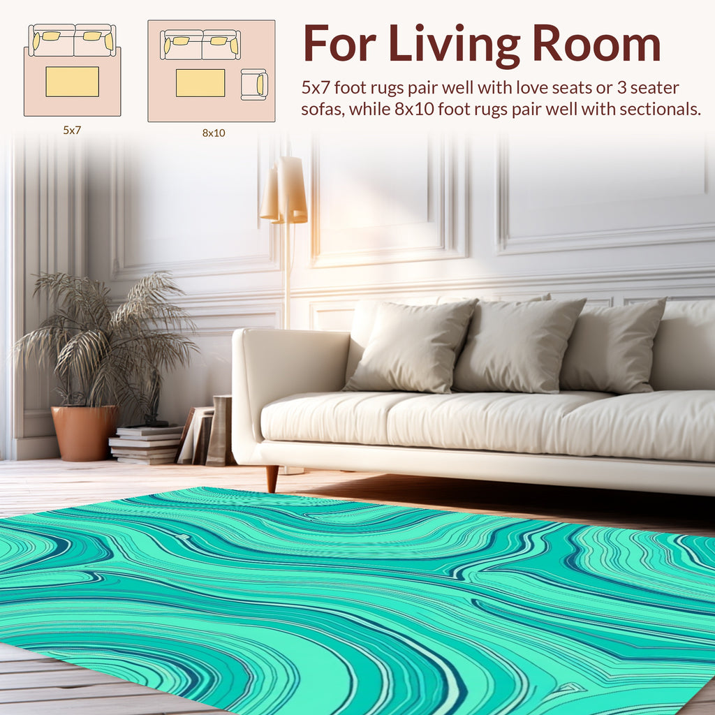 Aqua Swirl Organic Pattern Rug