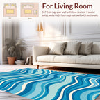 Blue White Wavy Rug