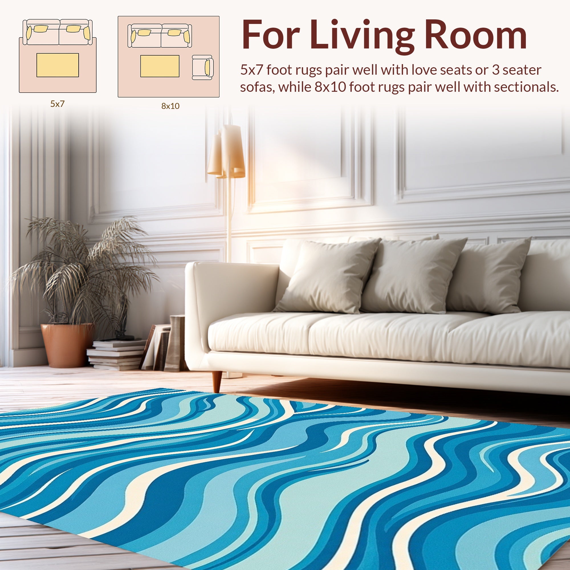 Blue White Wavy Rug