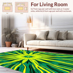 Radiant Sunburst Green Yellow Pattern Rug