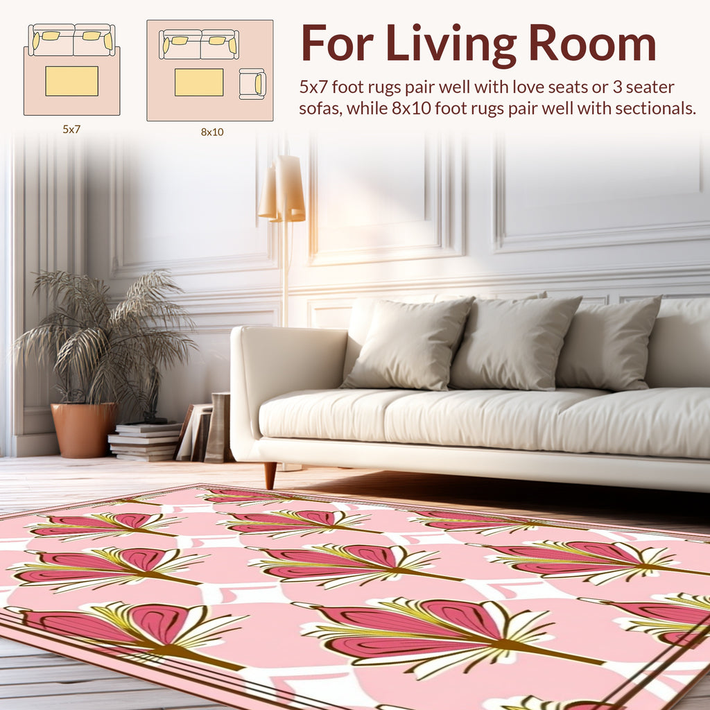 Pink Floral Arch Pattern Rug