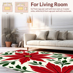 Bold Red Floral Pattern Rug